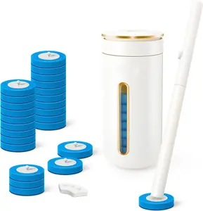 Disposable Toilet Cleaning Brush Set with 6 Refills – Touch-Free Toilet Bowl Cleaning Wand with Foaming Sponge Heads, Wall-Mounted No-Drill Holder, Auto Open & Close Lid, 3-Layer Deep Scrubbing Pads for Hygienic Bathroom Cleaning