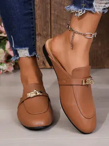 Women's Lazy Half Slip-On Loafers, One-Step Convenience, Comfortable, Simple, Fashionable, Versatile, Trendy Shoes