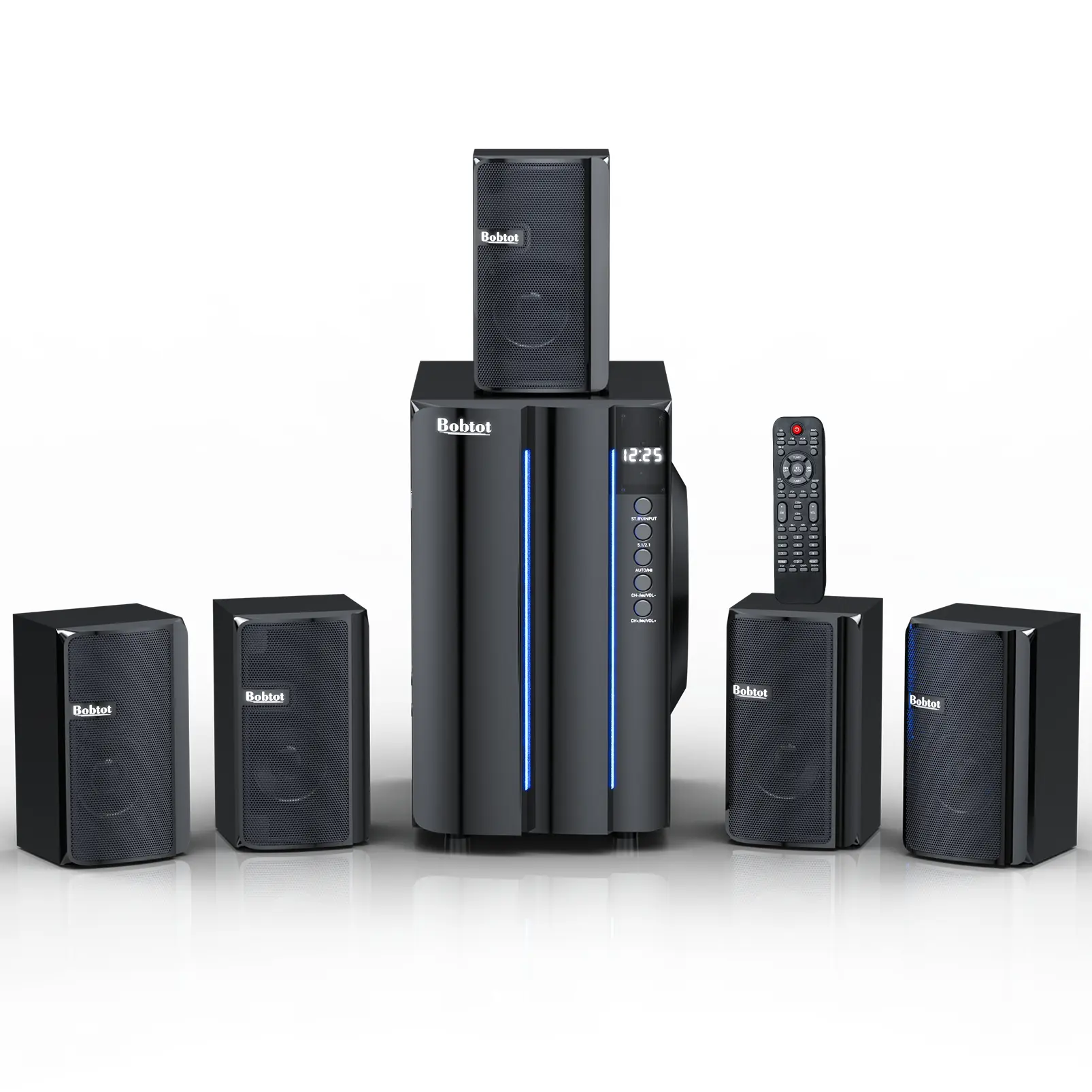 Bobtot B701D 800W Home Theater Audio System - Soundbar with 6.5" Subwoofer, Bluetooth Connectivity, Included Remote Control, Soundbars