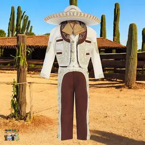 Charro Suit (6-Piece) Ivory/Brown