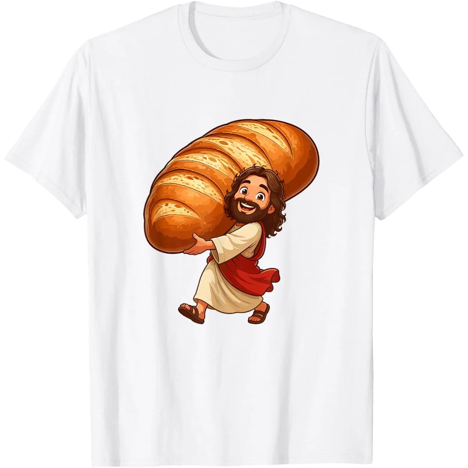 Funny Jesus Carrying Huge Bread Christian Humor T-Shirt