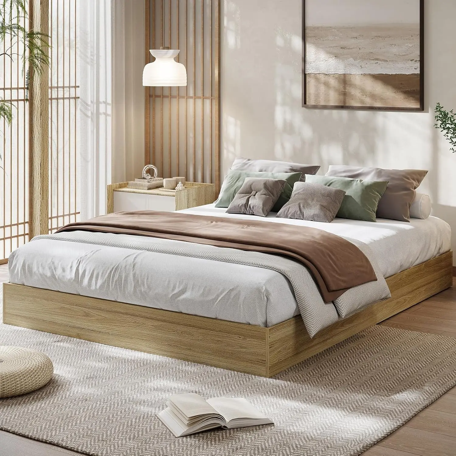 Wood Platform Bed Frame (Twin, Full, Queen, King Sizes) – No Headboard, Wood Slat Support, No Box Spring Needed, Easy Assembly, King Size Bed Frame, Nordic Bed Frames