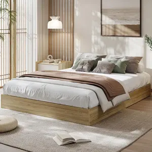 Wood Platform Bed Frame,Wooden Bed Frame Without Headboard, Wood Slat Support,No Box Spring Needed, Easy Assembly