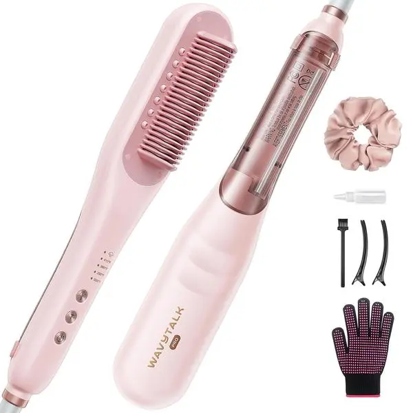 Wavytalk Spotlight Sleek Steamline Pro Steam Hair Straightener Brush | Festival Bundle 3 in 1 for Coily Hair, Steam Reduces Damage, Nourishes Hair, and Expedites Straightening