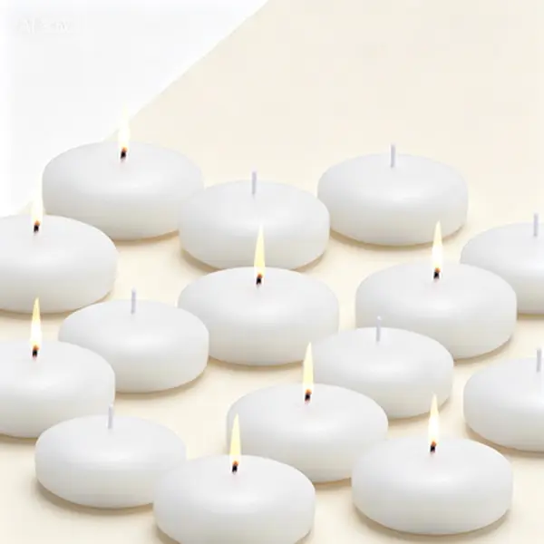 12 Unscented Floating Decorative Candles, White Dripless Wax Tealights for Cylinder Vases, Bulk Pack for Wedding Centerpieces, Long Burning Taperless Water Candles, Floating Candles