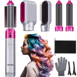 5 in 1 Curling Iron Set with 2 Curling Brush•Powerful Hair Dryer•Straightener Set,Fast Drying Curling Volumizing Straightening