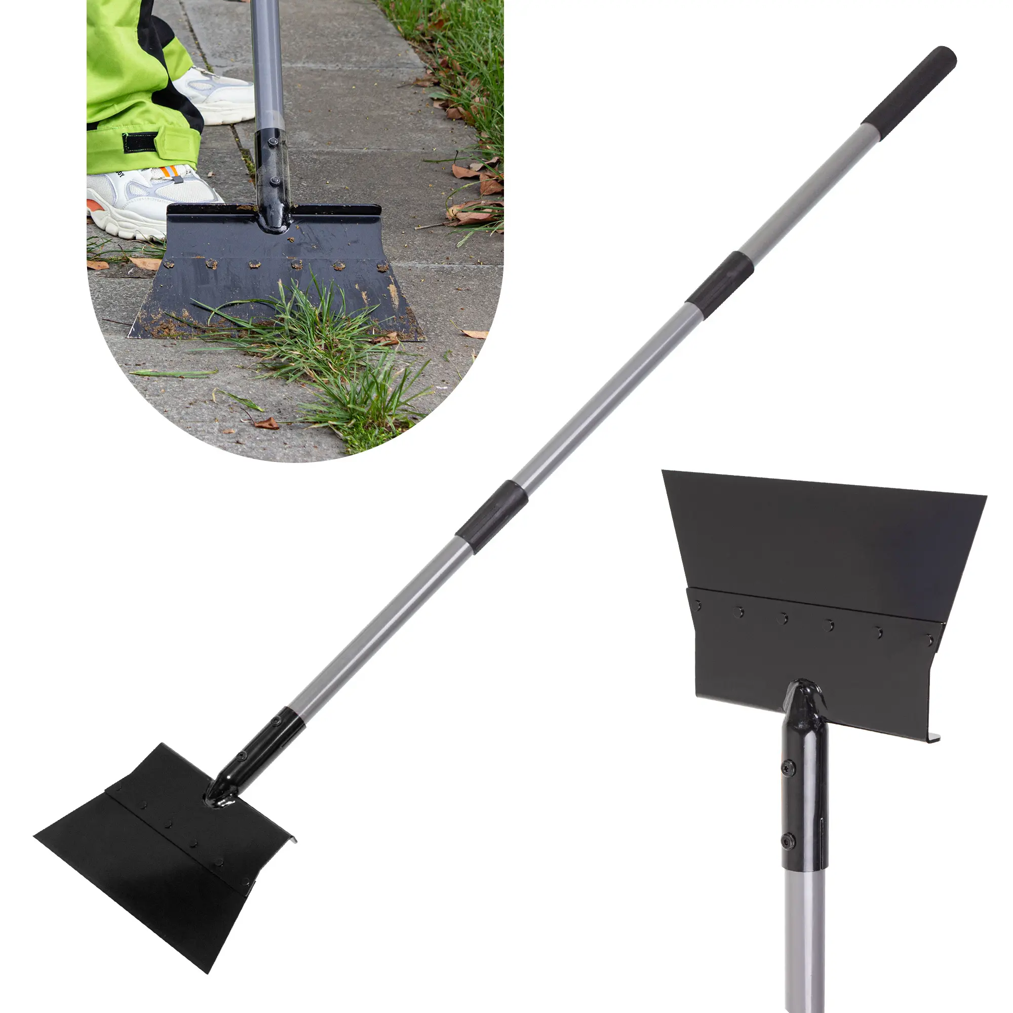 Suchtale Heavy Duty Garden Flat Shovel - Durable Metal Tool with 54-Inch Adjustable Long Handle, Multifunctional for Weed Scraping, Lawn Edging, Driveway Cleaning, Durable Metal Shovel, Patio