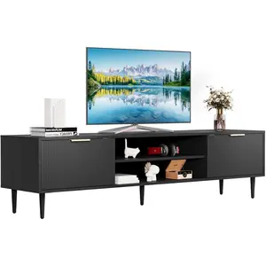 TV Stand for TVs up to 70", Wood Entertainment Center with 2 Storage Cabinets