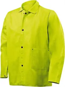 Steiner Lime Welding Jacket, Size XL (52-54" Chest), Cotton & Nomex Material, Snap Closure, 1 Pocket, Model 1070-X, High Visibility Work Safety Gear