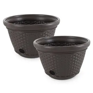 Suncast 100 Foot Resin Wicker Garden Water Hose Storage Holder Pot (2 Pack) Suncast 100 Foot Resin Wicker Garden Water Hose Storage Holder Pot (2 Pack)
