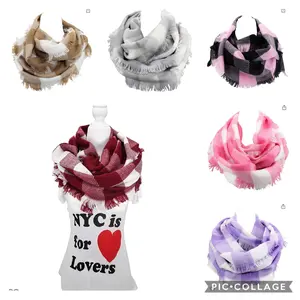 Contempo Lifestyles - Plaid Infinity Scarf – Colorful Lumberjack Unisex Scarf – Soft Winter Scarf - Buffalo Check Scarves - Women Scarfs - Circle Loop Women's Fashion Scarf - Lightweight, Cashmere like, Soft, Cozy Scarves