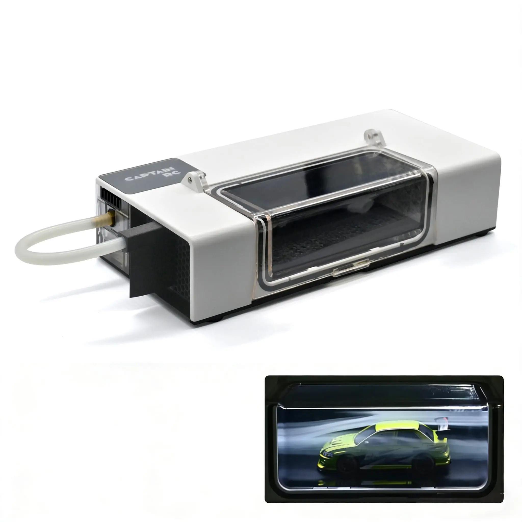 Desktop Wind Tunnel Display Case for 1:64 car model, Miniature Wind Simulation, Collectors & Hobbyists, Dynamic Airflow Cyberpunk Showcase for Desk Setup, Gift Led Drawers trinket trade box