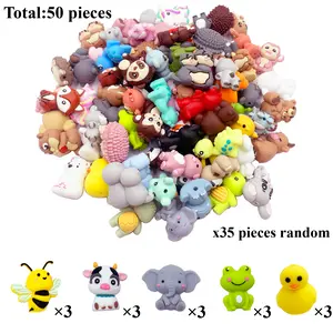 50/100 piece 3D Animal Silicone Bead Set - Handmade Set for DIY Jewelry, Keychains, and Mobile Phone Hangers in Various Animal Shapes