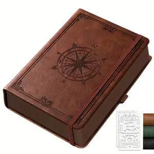Men's Thickened Notebook - 320 pages A5 numbered notebook, for writing, 100Gsm pure white paper, vintage leather hardcover, suitable for women's work, office, and school, 5.75'' X 8.38'' Hardcover Journal Notebook Journaling Supplies