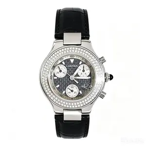Cartier Must 21 Chronoscaph 30mm Stainless Steel Custom Diamond Black Dial WHT025604