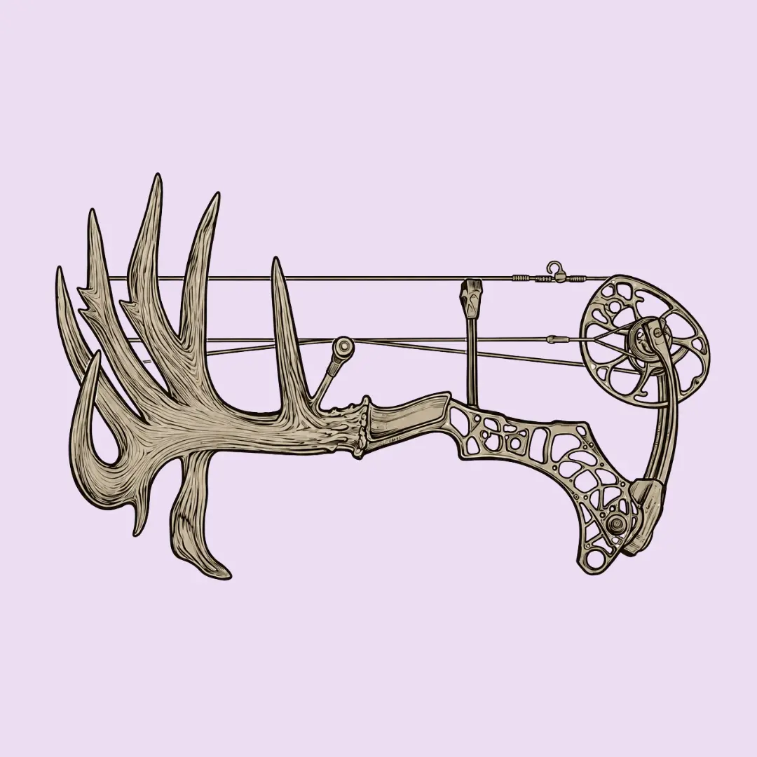 Compound Bow Deer Antler Sticker, Bow Hunting Vinyl Decal, Whitetail Hunting Sticker, Archery Hunter Gift, Waterproof Outdoor Decal