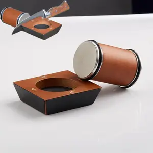 Portable Knife Sharpener Tool,Wooden Rolling Knife Sharpener Kit, Diamond Sharpening Disks, 15°&20° Magnetic Inclination Angles Making Sharpening Easier,Professional Household Knife Gadgets,Kitchen Enthusiasts sharp edge stainless steel