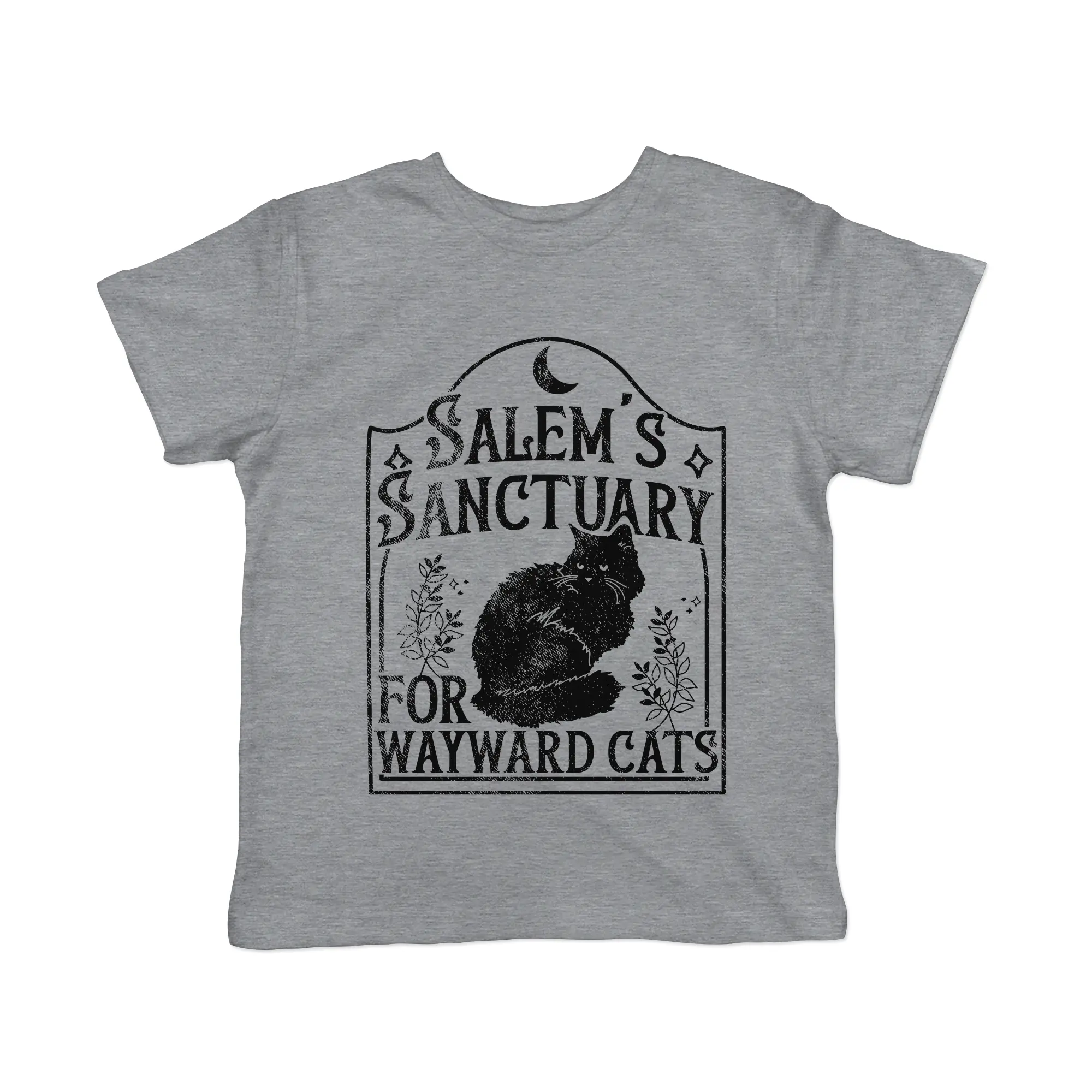 Toddler Funny T Shirts Salems Sanctuary for Wayward Cats Sarcastic Halloween Kitten Graphic Novelty Tee For Young Kids Funny Toddler Shirts Halloween Apparel for Toddler Funny Cat Apparel Childrens Graphic Tees Grey