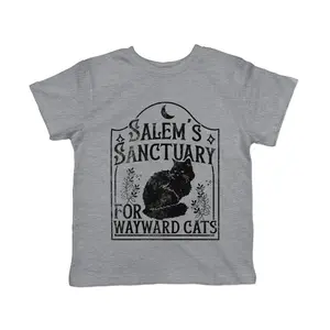 Toddler Funny T Shirts Salems Sanctuary for Wayward Cats Sarcastic Halloween Kitten Graphic Novelty Tee For Young Kids Funny Toddler Shirts Halloween Apparel for Toddler Funny Cat Apparel Childrens Graphic Tees Grey