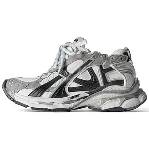 Balenciaga Runner Round-Toe Lace-Up Low-Top Casual Sneakers for Women in Gray White Black Breathable Running Shoes Sporty Running Shoes kitten heels red bottom heels high heels Road Running Shoes