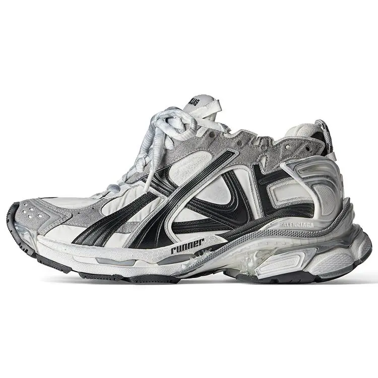 Balenciaga Runner Round-Toe Lace-Up Low-Top Casual Sneakers for Women in Gray White Black Breathable Running Shoes Sporty Running Shoes kitten heels red bottom heels high heels Road Running Shoes