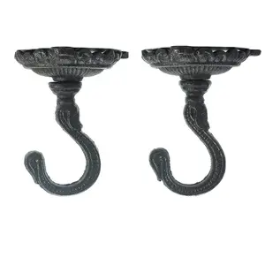 Sungmor Heavy Duty Ceiling Hooks for Hanging Plants, 3.5x3.9Inch Large Cast Iron Ceiling Hooks, Antique Decorative Ceiling Swag Hooks for Hanging Planter Chandelier Wind Chime Lantern Hanger