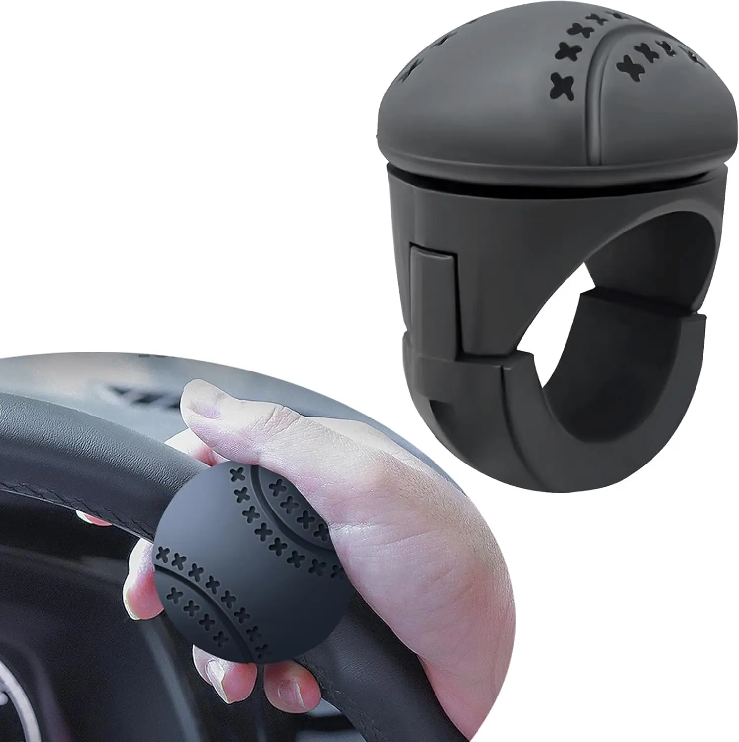 Anti-Slip Car Steering Handle Ball, Universal Car Interior Accessory for Sedans, Trucks, SUVs, Hex Wrench Quick Installation, Better Control & Enhanced Driving Control for Long Drivers