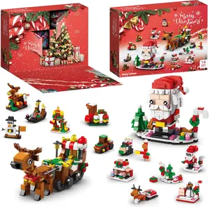 Gifts for Boys Girls 6-12 - 24 Days Christmas Advent Calendar 2025 with Tree Train & Santa Sleigh, 605 PCS Building Blocks Countdown Kit - Holiday STEM Toy Stocking Stuffers