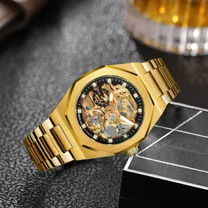 Luxury Skeleton Automatic Mechanical Watch for Men - Stainless Steel Waterproof Wristwatch, Ideal for Business & Formal Occasions