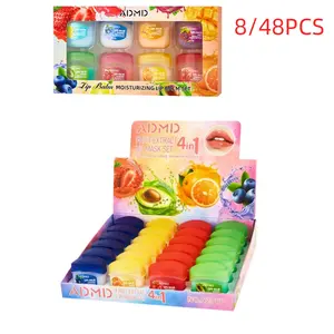 24/8 Piece Multi-Fruit Lip Mask Set, Sleep Lip Balm Base Nourishing Moisturizing Hydrate Smooth Compact Portable Easy Carry Hydrating Lips Care Lip Moisturizer