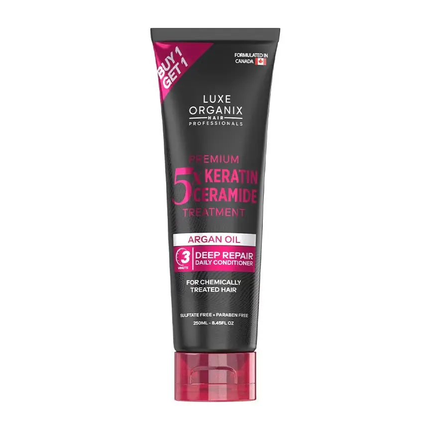 LUXE ORGANIX Premium Keratin Treatment Argan Oil Deep Repair Conditioner 250ml with Luxe Organix Premium Keratin Argan Oil Shampoo 210ml