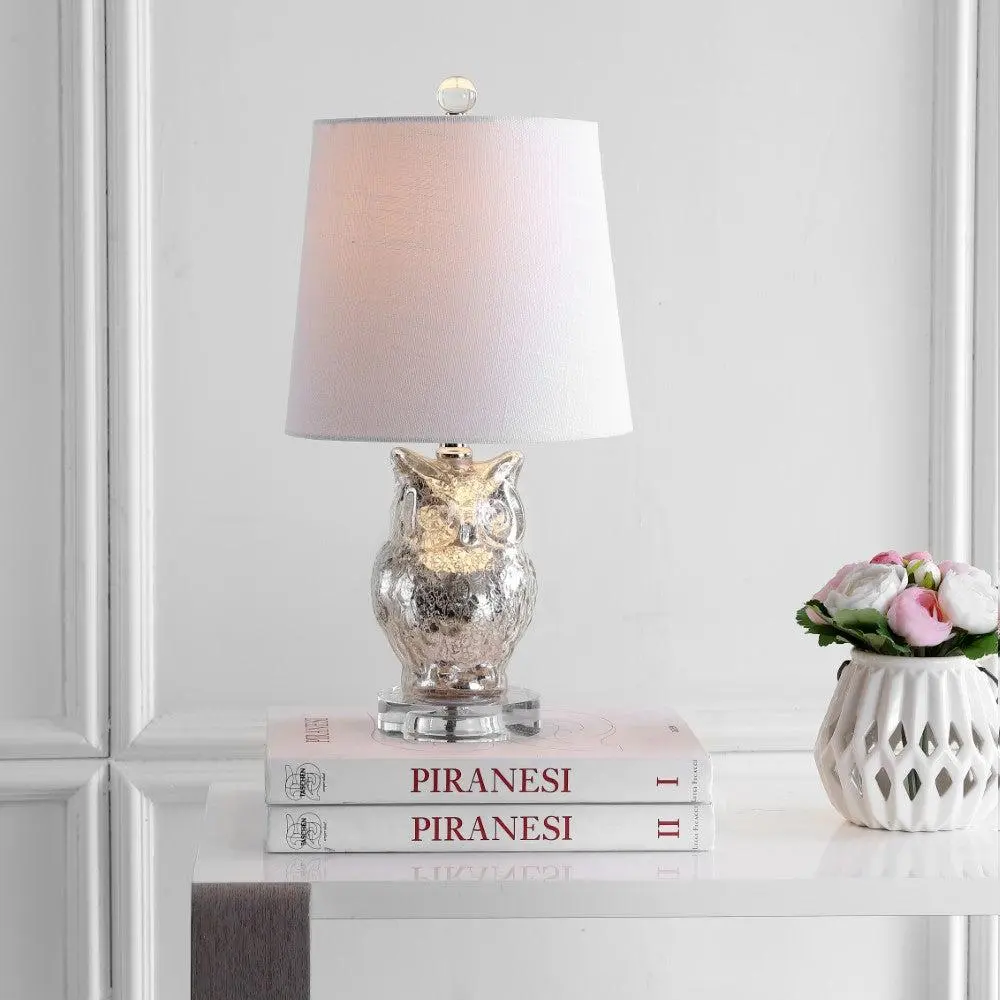 JONATHAN Y Night Owl Glass-Crystal LED Table Lamp - Ambient Decoration Lamp for Bedroom, Living Room, Dorms, Led Lighting, Decor Inspo