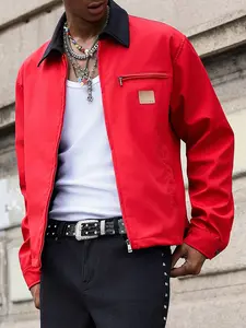 Men's Y2K Spring Fall Notched Collar Jacket Coats, Trendy Design, Soft Durable Material, Street Style Fashion Outerwear
