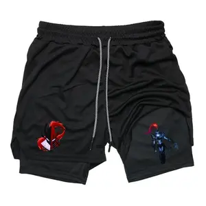 Men's Solo Leveling Igris Inspired 2-in-1 Quick Dry Athletic Shorts Spawn Anime Graphic Sweat Shorts for Men Drawstring Athletic Shorts Streetwear Summer Outfits Men Shorts Guys Gifts