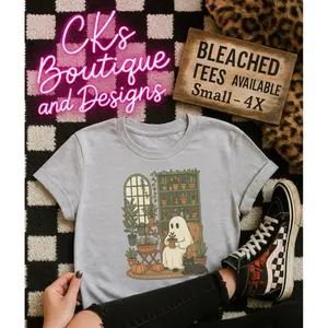 Ghost Plant Lover Bleached Shirt -  Comfy Unisex Jersey Shirt - Bleached Graphic Tee Design, Random Bleaching, True-to-Size Fit, 35% Cotton 65% Poly - Fabric