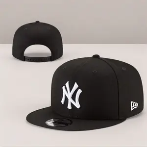 New Era 59Fifty New York Yankees Identity Fitted Hat, New York NY Embroidered Snapback Hat Flat Brim Baseball Cap, Adjustable Streetwear Hip Hop Sports Cap for Men Women Casual