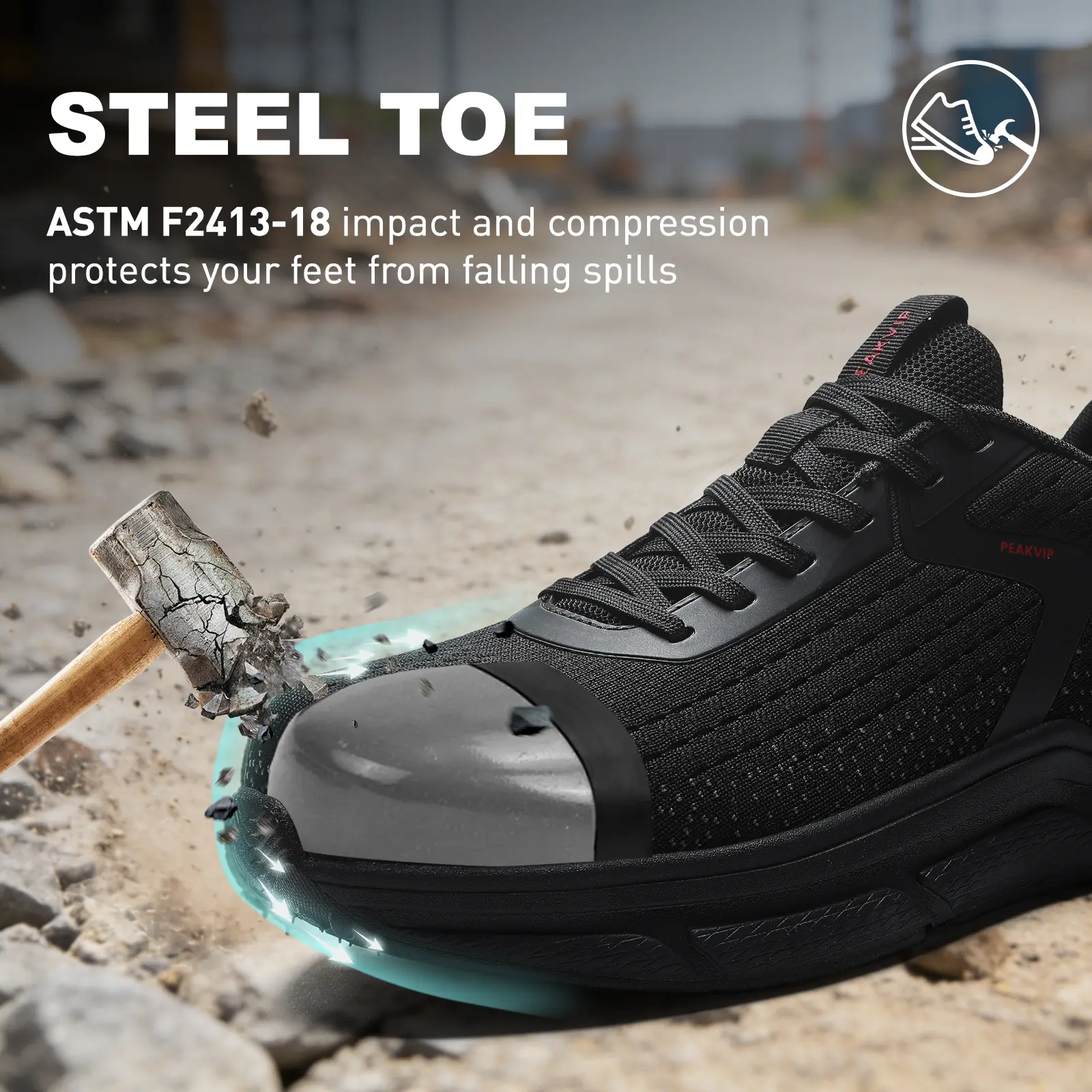 Men's Orthopedic Steel Toe Shoes | Water-Resistant & Arch Support for All-Day Standing | Wide Toe Box Safety Sneakers