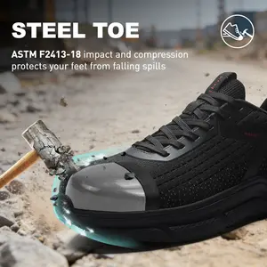 Men's Orthopedic Steel Toe Shoes | Water-Resistant & Arch Support for All-Day Standing | Wide Toe Box Safety Sneakers