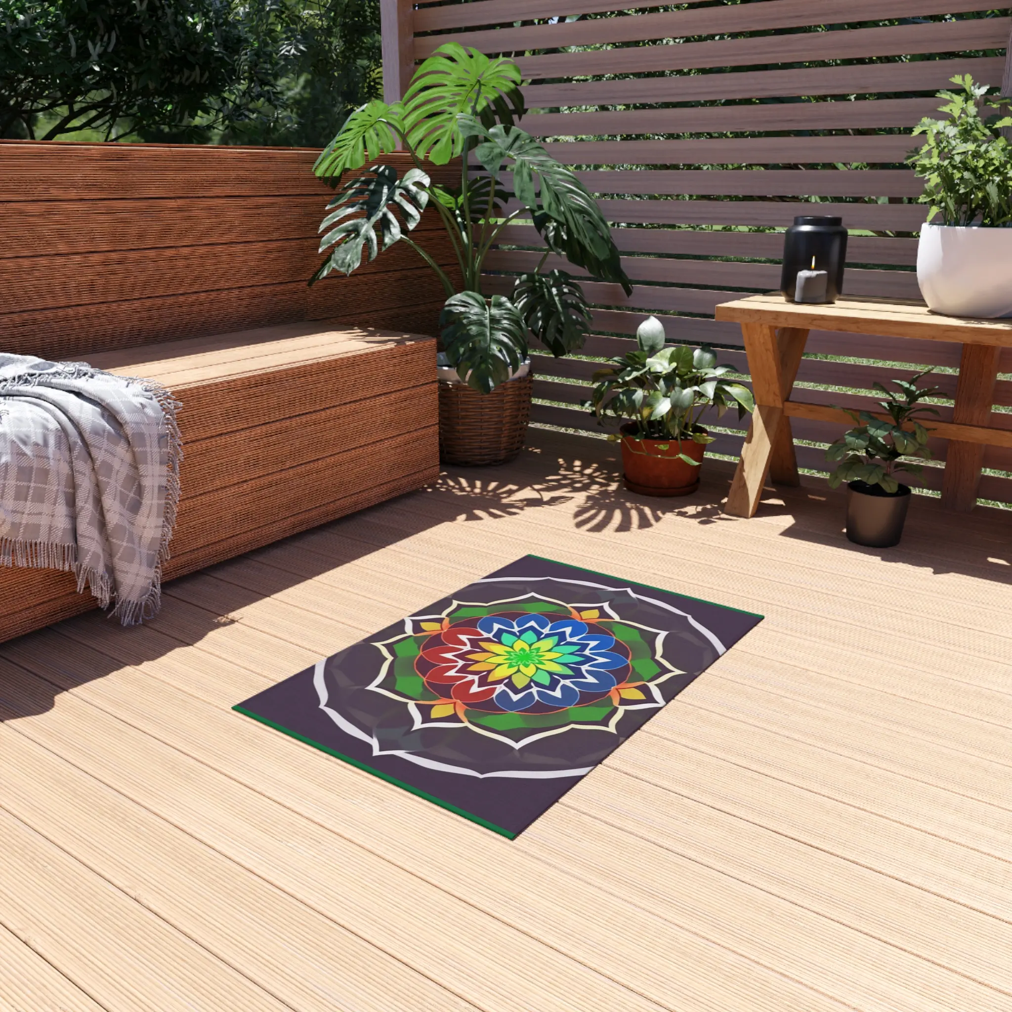 Indoor Outdoor Rug, Divine Sacred Space Meditation Mat Prayer Decor, Non-Slip Welcome & Mindfulness Rug, Chic Vibrant Colors
