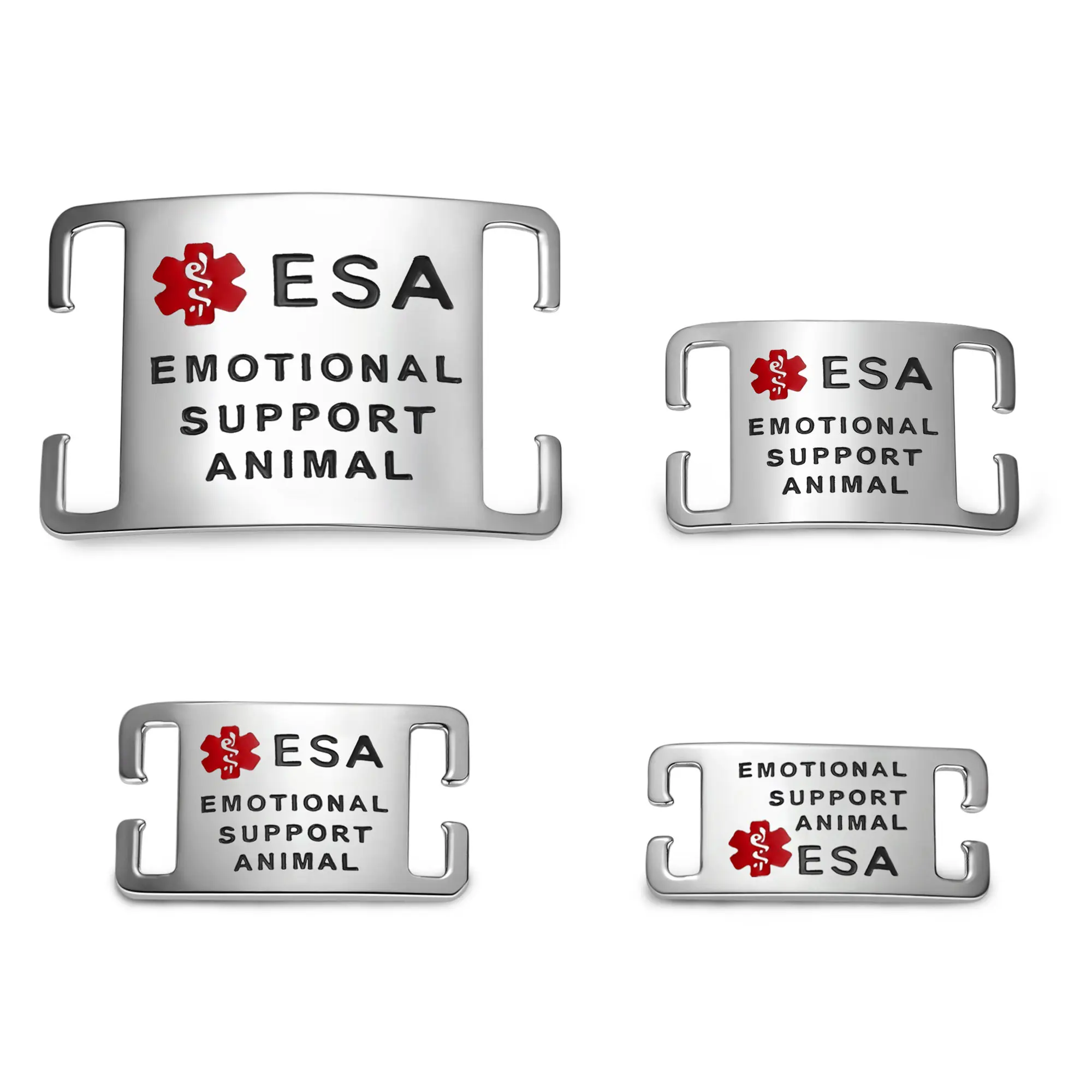 Leash King ESA Dog Tag – Extra Large Slide-On ID Badge for Collar or Harness – PVD Gold Surgical Steel, Non-Slip Grip, Deep Engraved & Hand Enamel ESA ID – Fits 1” Collar – Silent, Secure Emotional Support Dog Tag