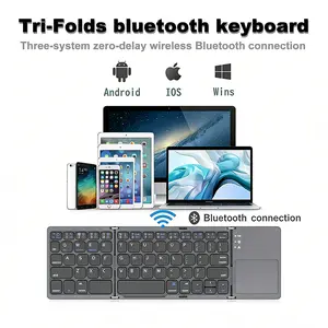 Wireless Bluetooth Keyboard for Android Smartphone Tablet Dual Device Connection Rechargeable Battery Foldable Touchpad Smart Laptop Typing Tool B033