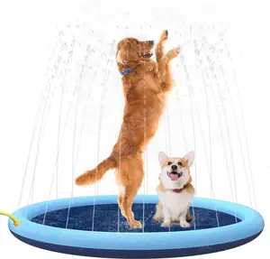 67inch Large Dog Splash Pad Non-Slip, Pet Dogs Cool Sprinkler Pool Heavy Duty L Splash Pads for Kiddie Baby Wading Pool Summer Outdoor Play Water Fun Toy Gift Easy to Use/Clean