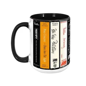 [SALE UP TO 51%] Phil Collins Cassette Tape Mug, Retro Album Spines Coffee Cup, 80s Pop Rock Drummer Gift, Genesis Era Decor