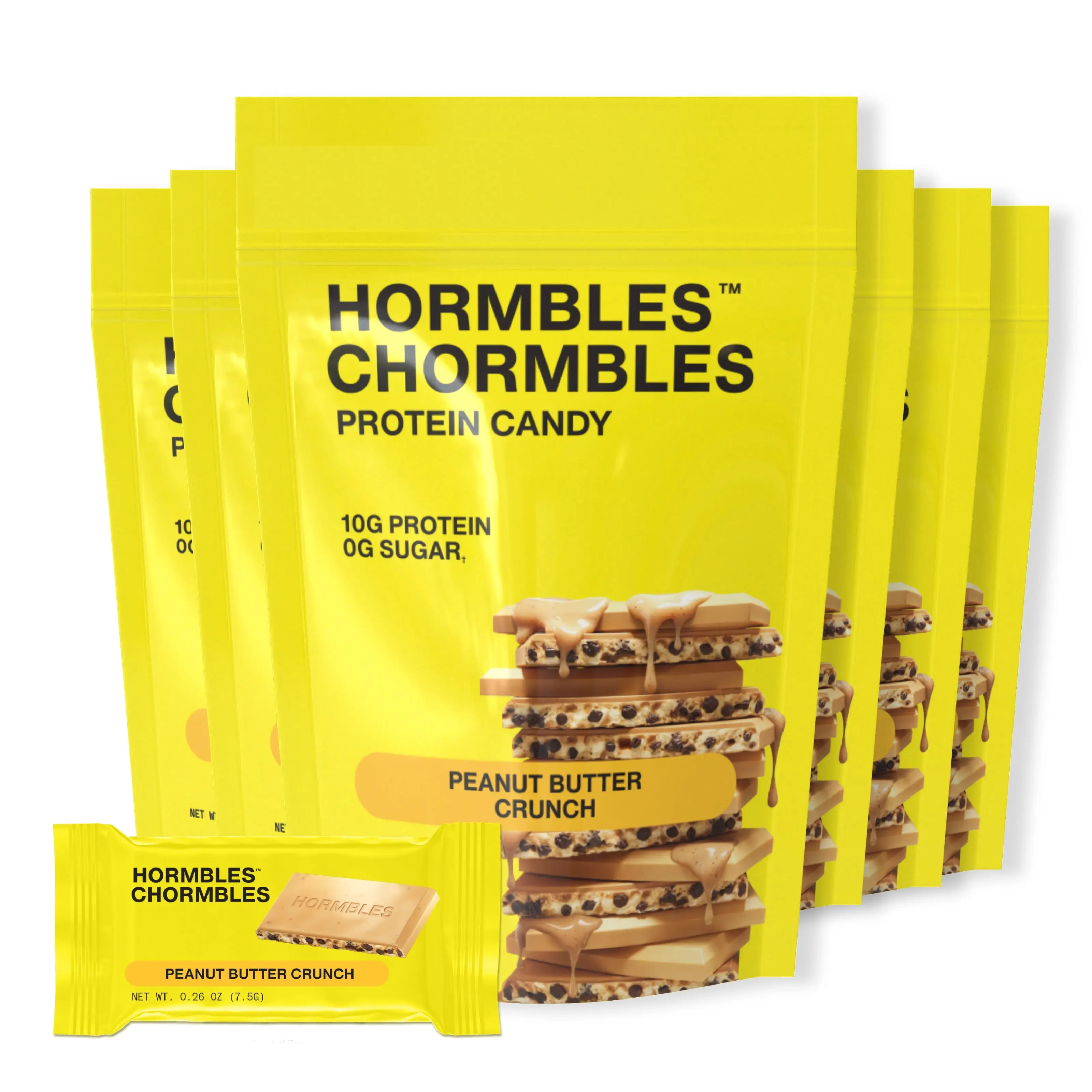 Hormbles Chormbles Protein Candy Minis - Peanut Butter Crunch (10g Protein, 0g Sugar, Keto Friendly) - 6 Bags / 66 Minis