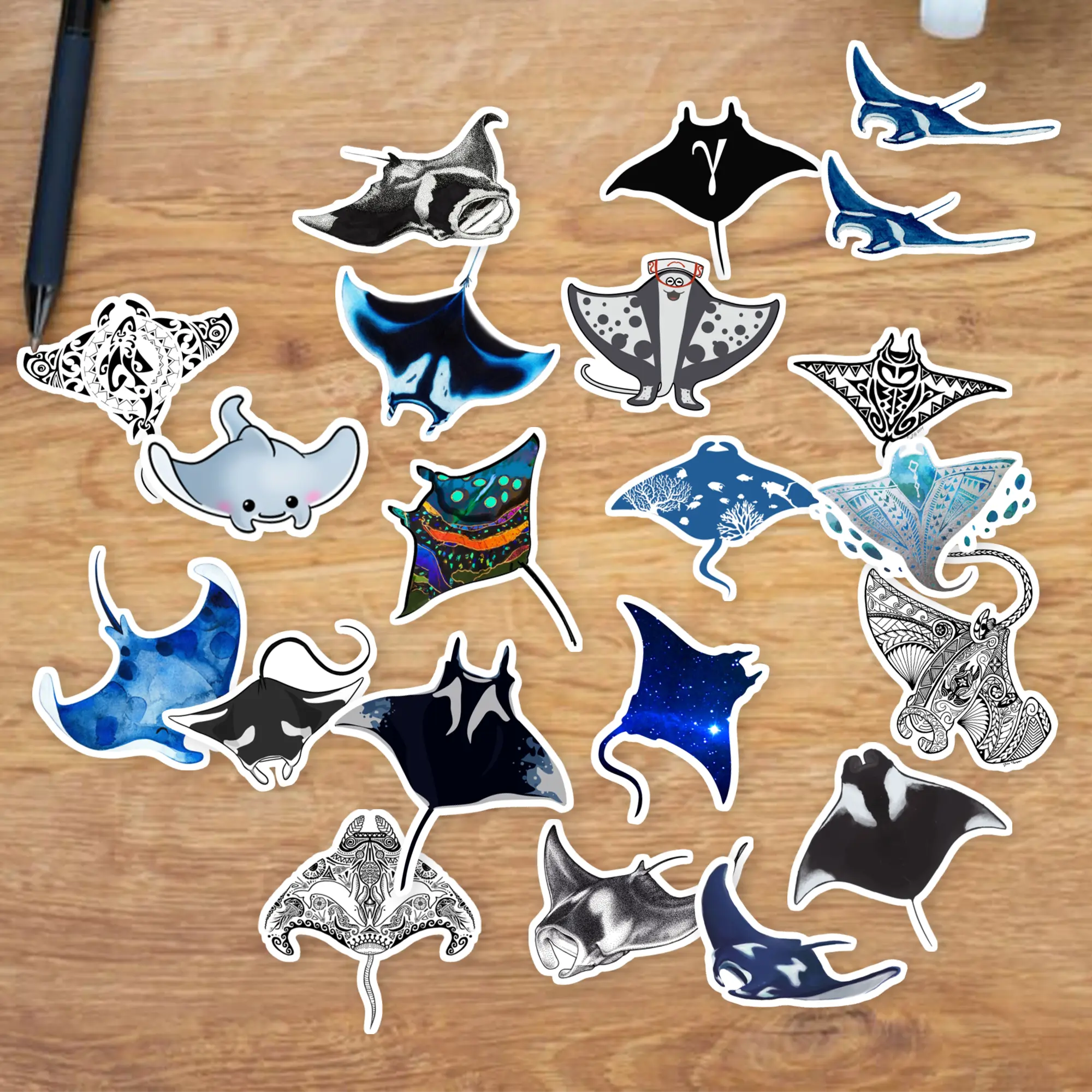 Stickers Pack 20 Pcs  Skateboard Manta Vinyl Waterproof Ray Laptop Car Colorful Bumper Bike Aesthetic Bottle Water Luggage Guitar