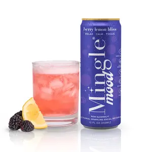 Mingle Mood Berry Lemon Bliss Functional Adaptogen Beverage 12 FL OZ NonAlcoholic Sparkling Drink for Calm Focus & Relaxing