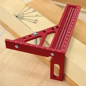 2 in 1 Woodworking Measuring Ruler, Extended 3D Multi-angle Carpentry Square Protractor, Woodworking Measuring Ruler with Scribing Holes, Tool