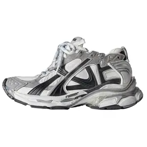 Balenciaga Runner Suede Distressed Round-Toe Lace-Up Low-Top Casual Sneakers for Men in Gray-Black Sports Shoes Trainer kitten heels red bottom heels high heels kitten heels jimmy choo black heels Athletic Training Footwear Running Boy
