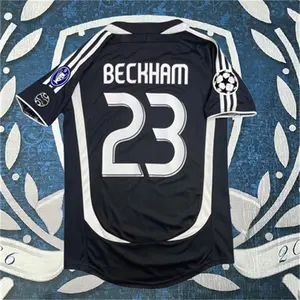 06 07 Away retro Black No.23 Beckham short sleeve Soccer jersey