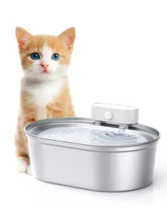 Uahpet Stainless Steel Wireless Cat Water Fountain, Cordless Battery-Operated  Pet water dispenser, Easy to Clean 67oz/2L